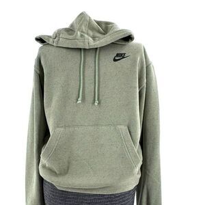 Nike Men's Revival Sportswear Club+‎ Pullover Hoodie Lt Green Flecked Men's S